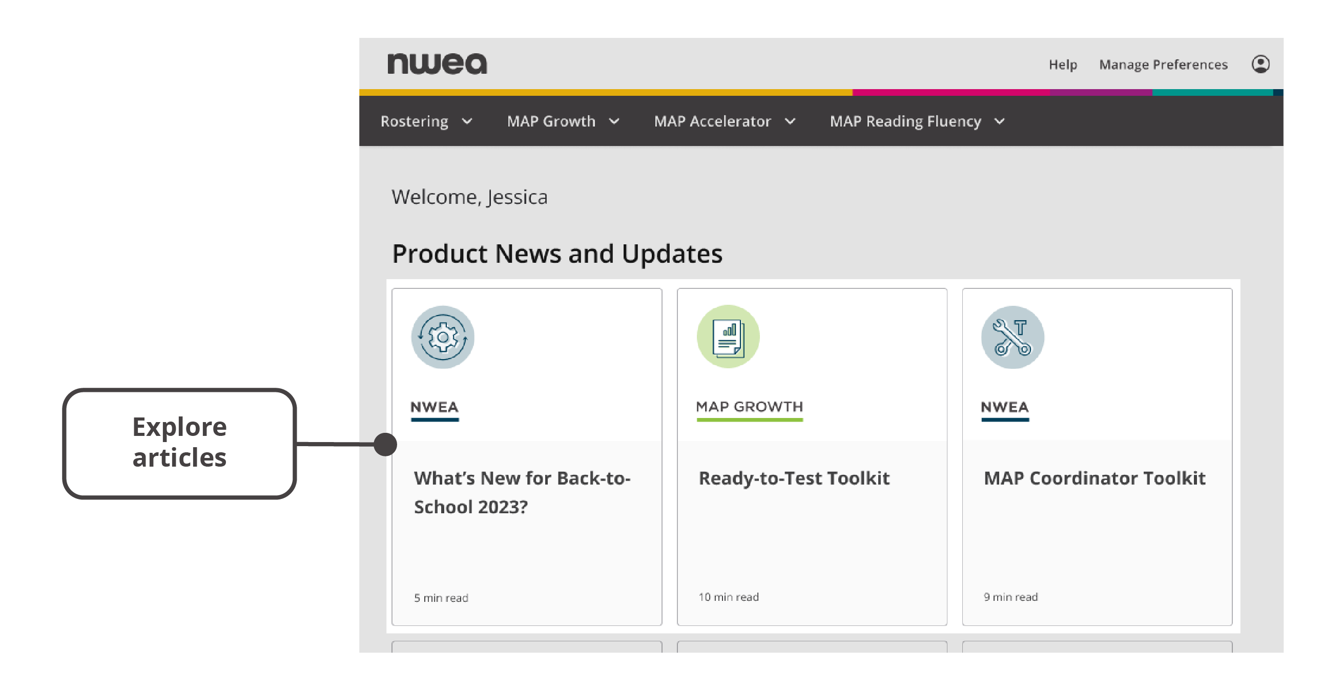 Articles on the start page.