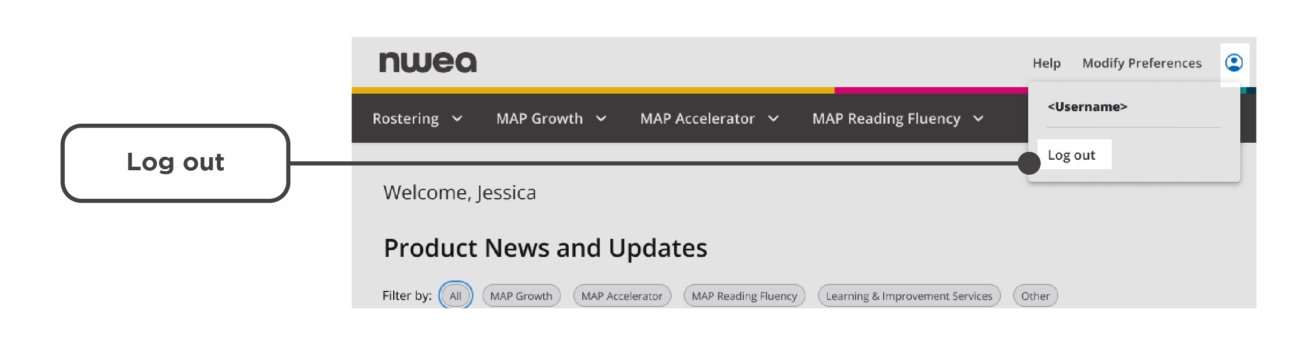 This is where you’ll be able to log out.
